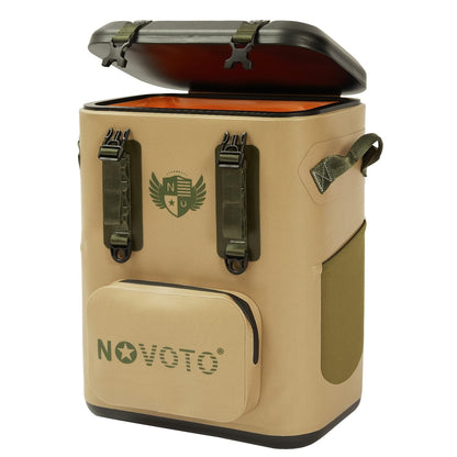Novoto 30 Can Magnetic Backpack Cooler, Zipperless Soft Cooler Backpack with Wide-Mouth Magnetic Lid, Leakproof Insulated Soft Sided Cooler for Beach, Fishing, Tailgating & Kayak (Wildness)