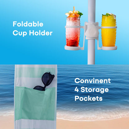 Gorich Beach Cabana with UPF50+ UV Protection, 8x8 FT/10x10 FT Beach Canopy Tent with Side Wall, Easy Setup, Windproof Portable Sun Shelter Shade for Family