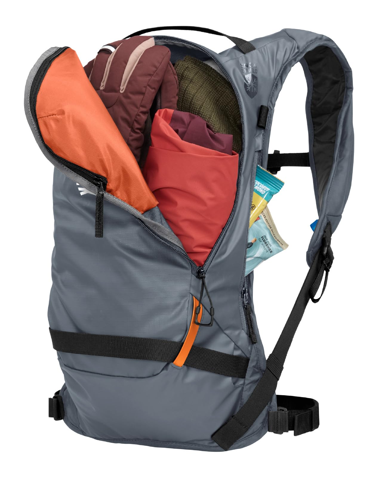 CamelBak Powderhound 12 Snow Hydration Pack with Ski and Snowboard Carry, Insulated Design for All Day Winter Riding, Grey/Orange