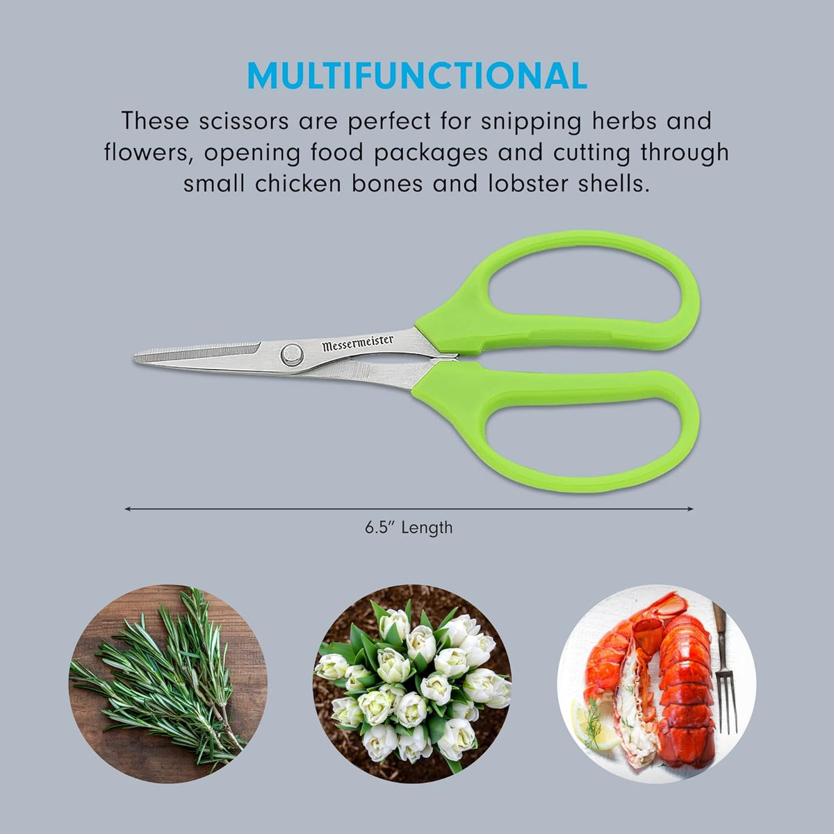 Messermeister 6-Inch Culinary Scissors - All-Purpose Kitchen Scissors with Slip-Resistant Handles