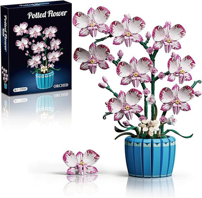 Flowers Botanicals Pink Orchid Building Set - Artificial Flower Building Blocks for Adult Women Indoor Plant Home Decor Bonsai Mother's Day Birthday Gift for Adults Kids Girls 8+ (779 PCS)