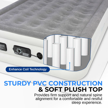SereneLife Full Size Air Mattress with Built-in Pump | 55-Inch Wide Raised Inflatable Mattress for Guests, Camping & Travel, Constant Comfort Technology, Plush Top, Storage Bag Included