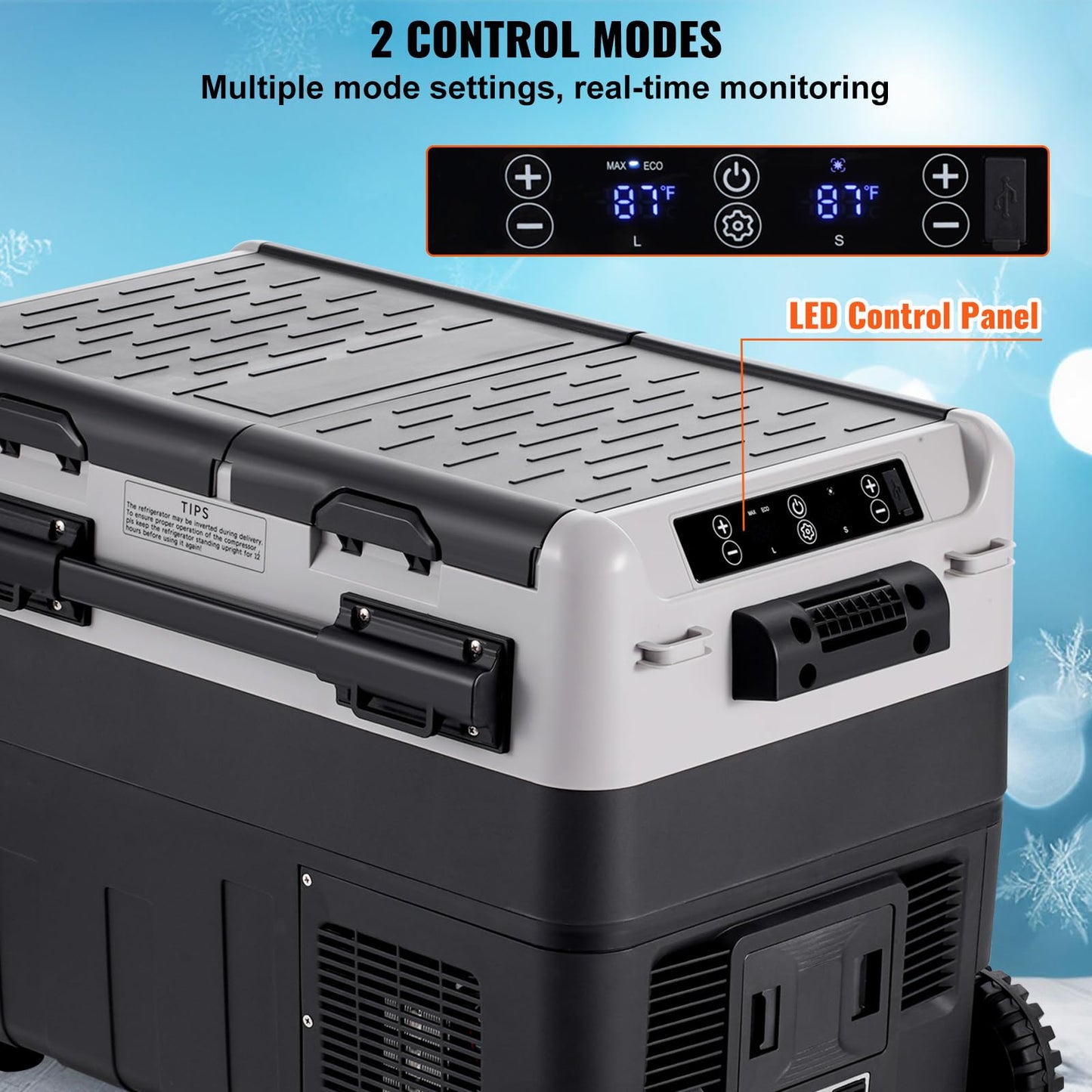VEVOR Car Refrigerator 50L / 52.8 QT, Dual Zone 12 Volt Compressor Fridge, -4℉ to 68℉ Adjustable, Portable Freezer Cooler for Car, RV, Camping, Home