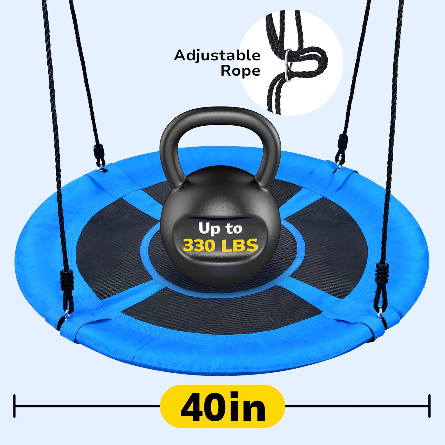 Hapfan Slackline Swing Sets for Backyard, 40" Saucer Swing Set Between Trees, Outdoor Play Equipment for Kids and Adults Backyard