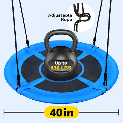 Hapfan Slackline Swing Sets for Backyard, 40" Saucer Swing Set Between Trees, Outdoor Play Equipment for Kids and Adults Backyard