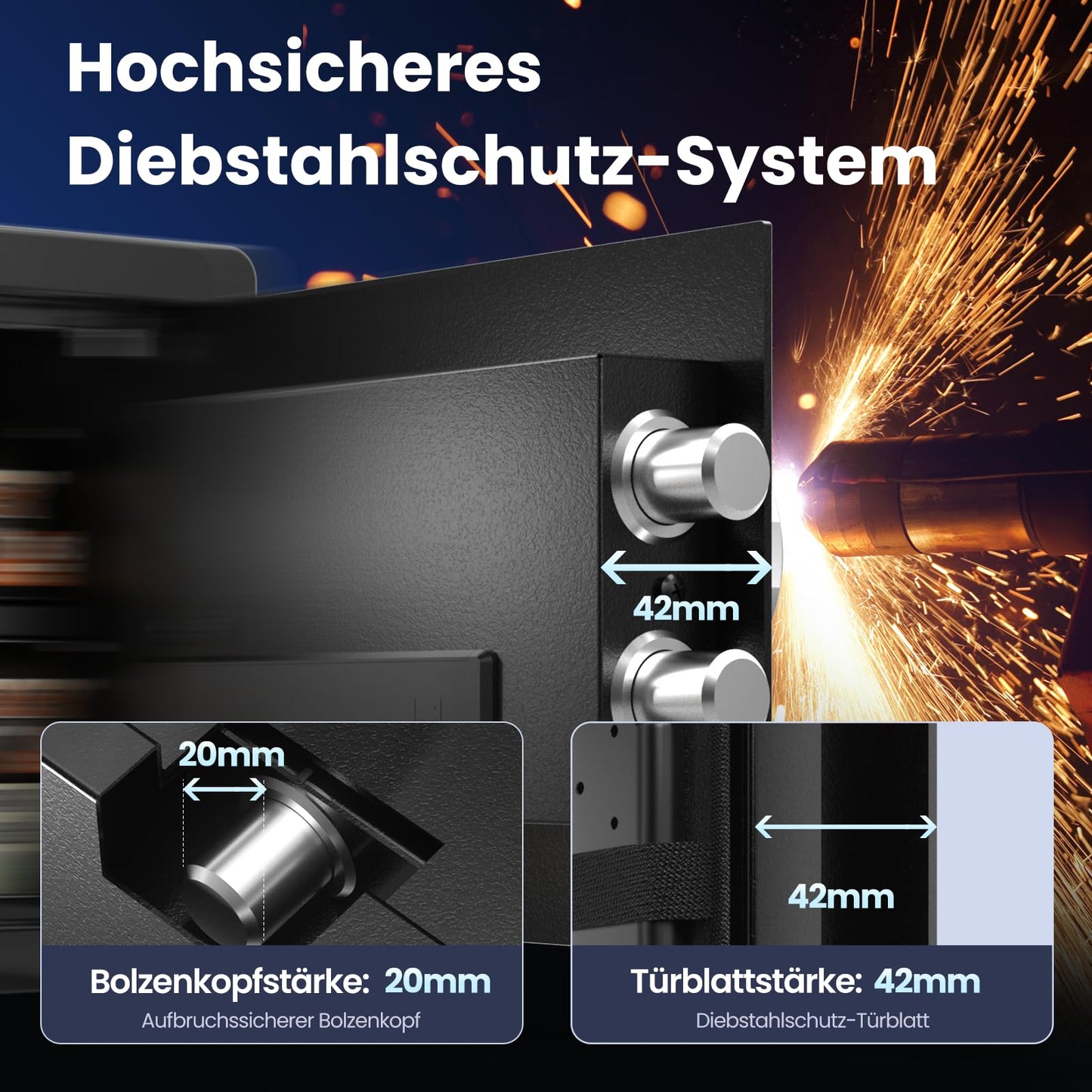 Grimtron 𝟐𝟎 𝐋𝐁 Smart Biometric Safe with Fingerprint Lock, Silent Mode, Backlit Keypad and LED Light, Small Caja Fuerte 𝐆𝐢𝐟𝐭𝐬 𝐟𝐨𝐫 𝐅𝐚𝐭𝐡𝐞𝐫'𝐬 𝐃𝐚𝐲(9.84"H x 9.84"D x 13.78"W)