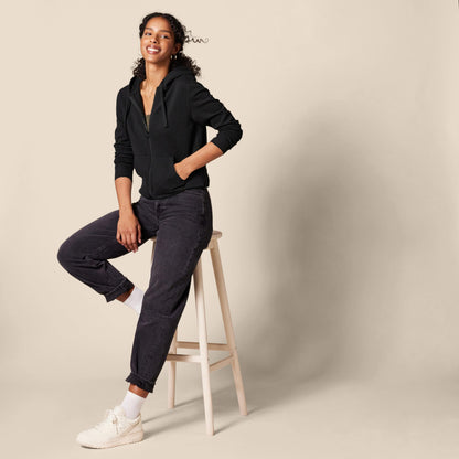 Amazon Essentials Women's Fleece Full-Zip Hoodie (Available in Plus Size), Black, Medium