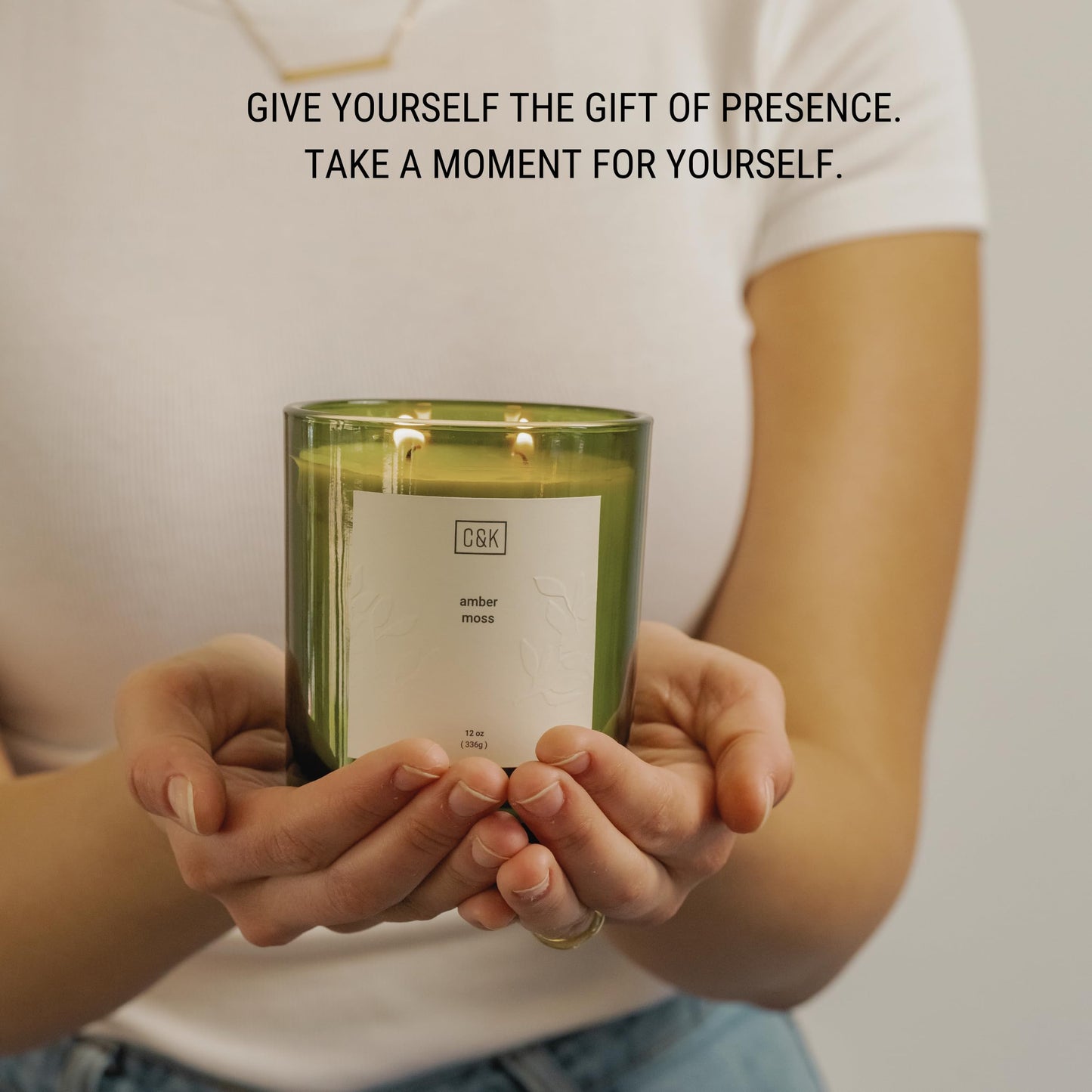 Craft & Kin 12oz Amber Moss Candle for Home | Premium Green Winter Scented Candles for Men | Made with Natural Soy | Holiday Candles Gifts for Men and Women | Nature Collection