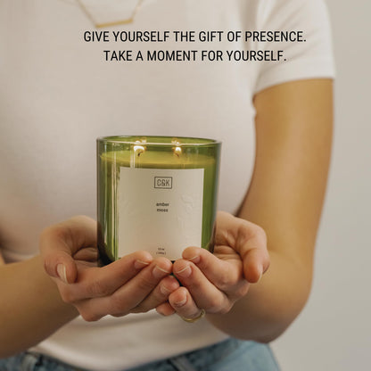 Craft & Kin 12oz Amber Moss Candle for Home | Premium Green Winter Scented Candles for Men | Made with Natural Soy | Holiday Candles Gifts for Men and Women | Nature Collection