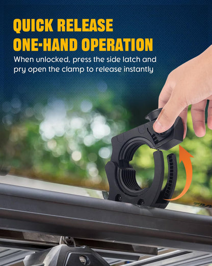 ADTOPI 4 Pack Shovel Mount with Lock, Roof Rack Shovel Holder Fit 1.38’’ to 1.97’’in Diameter Tools, Quick Release Rubber Clamp Grip Mount Kit for Off-Road Vehicle Truck SUV UTV ATV