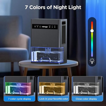 Dehumidifier | Skiennix 106 OZ Quiet Home Dehumidifier for 1000 sq.ft - Auto Shut Off, Timer, 7 Color Light, Grey