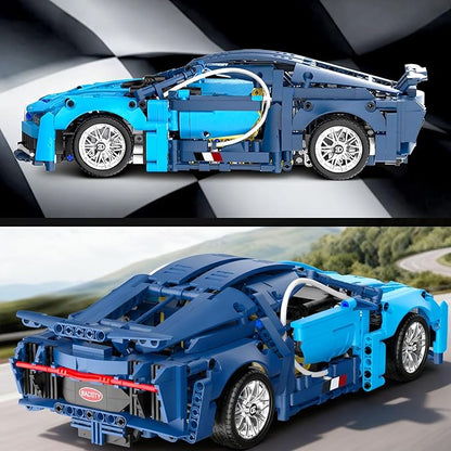 PIKARO Sports Car Building Blocks Set for Boys &amp Adults 1:14 MOC Collectible Toy Blue Race Car Model Kit Birthday Gift for Kids Teens Ages 8-14 (1144pcs)