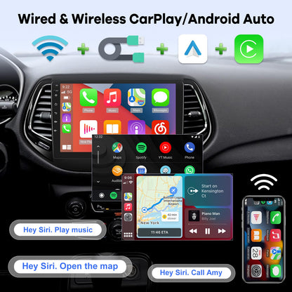 [2G+64G] Car Radio for Jeep Compass 2017-2020, 10 inch Touch Screen Android 13 Stereo, Carplay/Android Auto/EQ Audio/SWC/Bluetooth +AHD Backup Camera