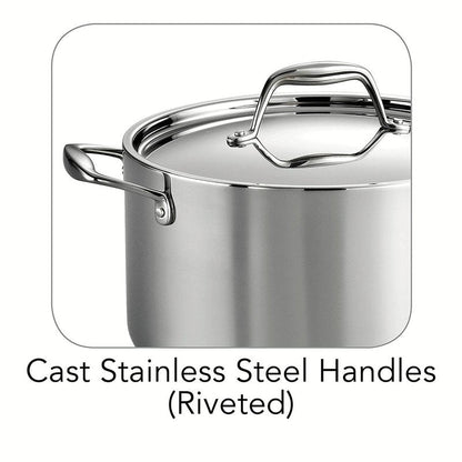 Tramontina Signature Tri-Ply Clad Stainless Steel 6-Quart Sauce Pot with Lid, Induction-Ready Pot, Dishwasher-Safe, NSF-Certified, Made in Brazil