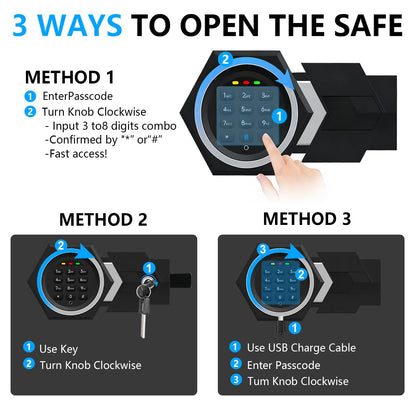 5.3 Cub Large Fireproof Safes for Home, Digital Home Security Safe Box Fireproof Waterproof with Combination Lock and 3 Removable Shelves, Anti-Theft Fire Proof Safe for Document Money Valuables