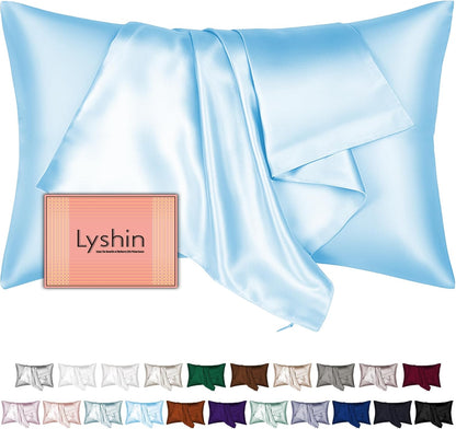 Skiennix Mulberry Silk Pillowcase - King Size, Hidden Zipper, Soft & Breathable, Sky Blue