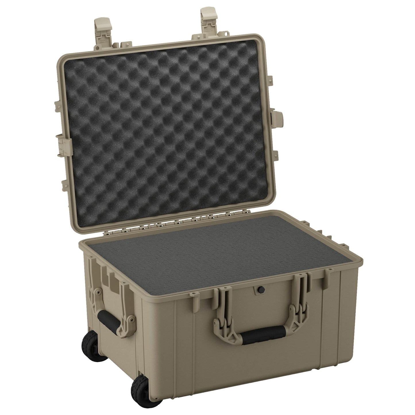 Condition 1 25" Large Rolling Hard Travel Case Model 286, Lockable Storage Box with Wheels and Handle, Waterproof Dustproof TSA Friendly, Made in USA, 24.58"x19.58"x14.60" Tan