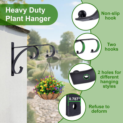 Regine Switzerland 10-Inch Iron Plant Hangers - Decorative Hooks for Indoor/Outdoor Use | 2-Pack