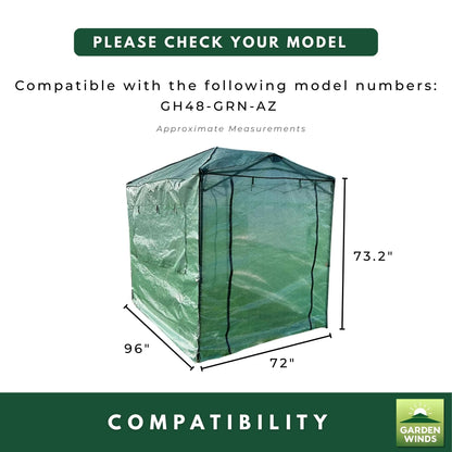 Garden Winds Reinforced Replacement Cover Compatible with The GH48-GRN-AZ Eagle Peak 8x6 Portable Walk in Pop Up Greenhouse Zipper Entry Doors 2 Mesh Side Windows - PE Fabric , Classic Forest