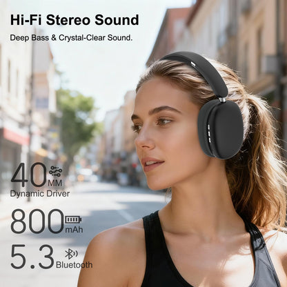 SUNJOM Wireless Bluetooth Over Ear Headphones Up to 28H Battery Life Headset with Microphone Gym Overhead Headphones Compatible with iOS & Android Mobile Phones,Computers,Laptop(Black)