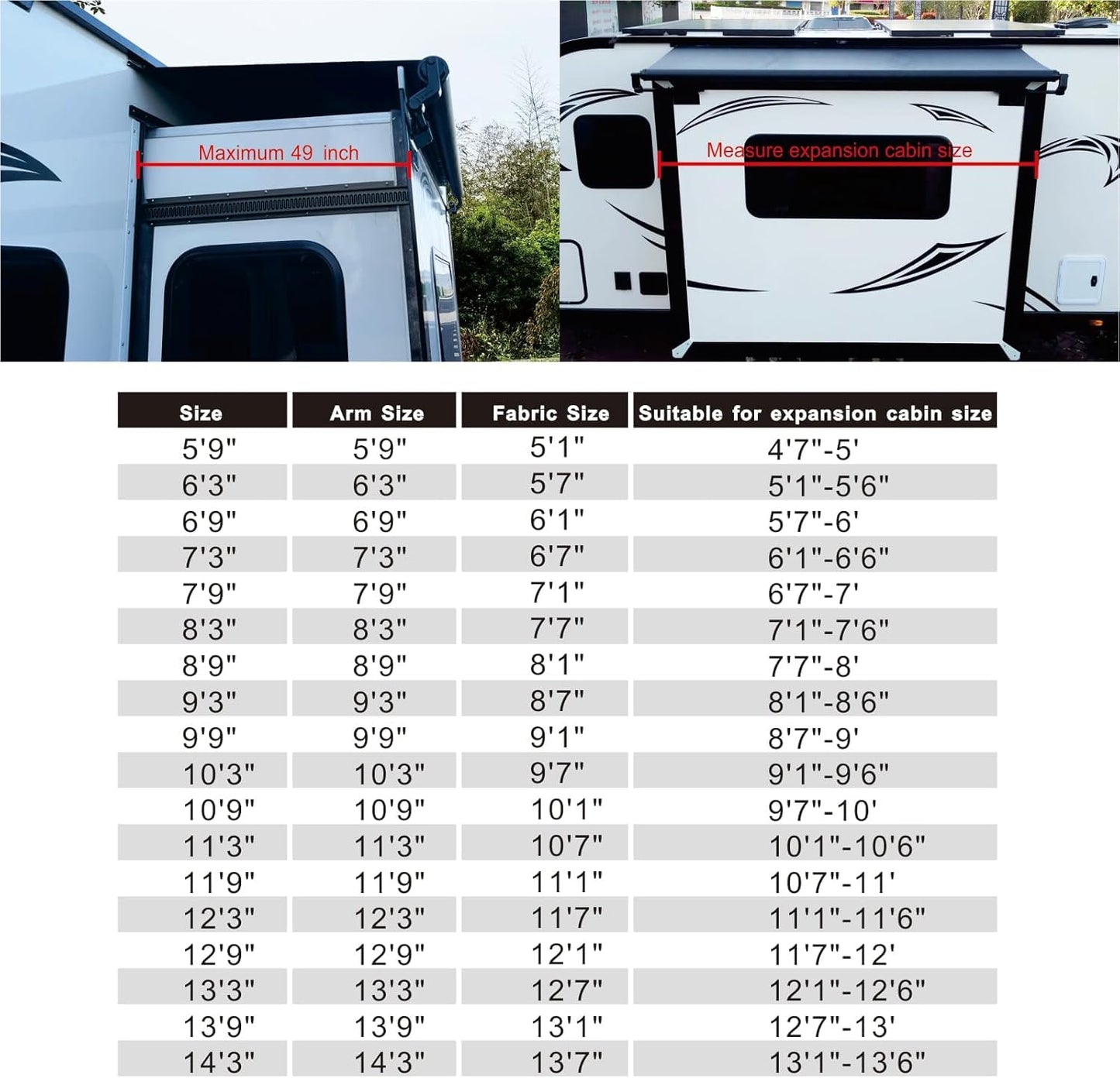 Dulepax RV Slide Out Awning Kit - Modular Camper Awning for RVs, 5th Wheels, Travel Trailers and Motorhomes, Black, 13'3'' (12'7'' Fabric)