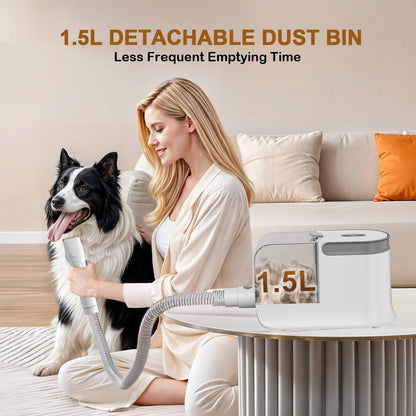 Ozumek Dog Grooming Vacuum, Dog Grooming Kit with Pet Clipper Nail Grinder, 3 Suction Modes Dog Brush Vacuum with 6 Pet Grooming Tools (Cream)