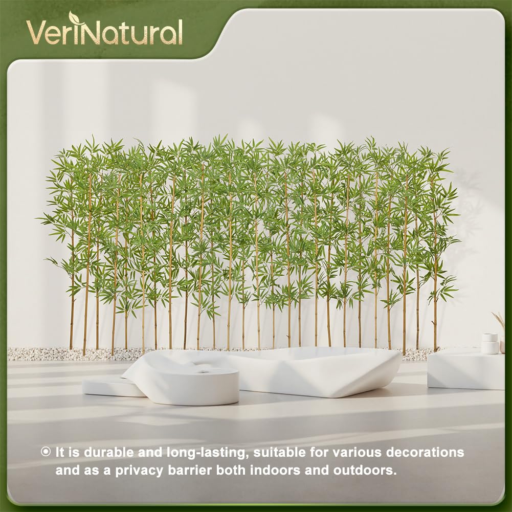 Artificial Bamboo Tree 6Ft Privacy Fence Screen - Real Bamboo Poles & UV-Resistant Faux Leaves for Indoor Outdoor, Fake Plants for Garden, Patio - Balcony Privacy Cover,Decorative Fencing 24Pcs