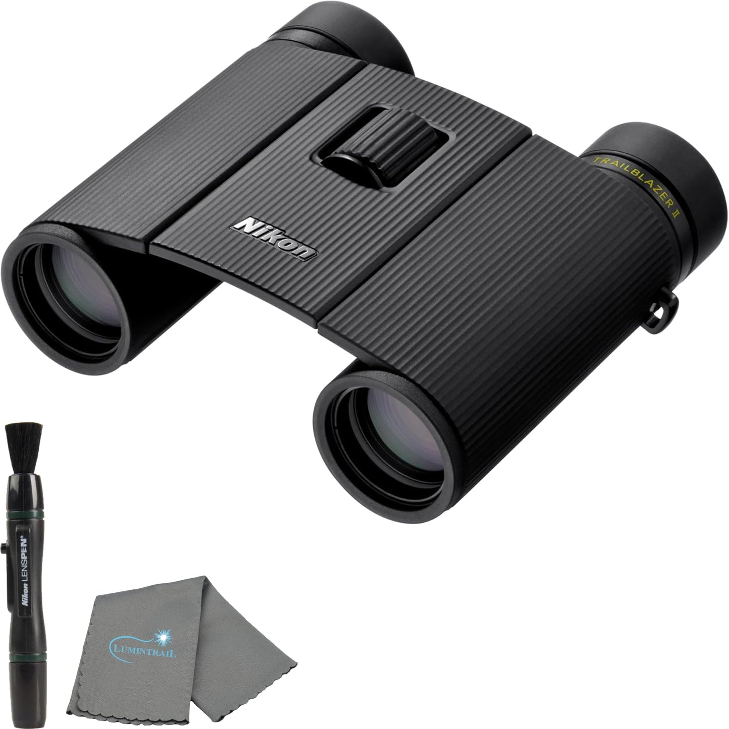 Nikon Trailblazer II 8x25 | Ultra-Compact Waterproof and Fogproof Travel Binoculars with Multilayer-Coated Optics and Rubber-Armored Body | Bundle with a Lens Pen and Cleaning Cloth