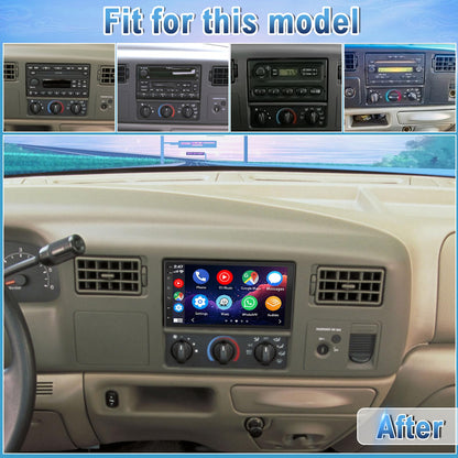 Slakerbe Android 14 Double Din Car Stereo Radio Compatible with Ford F250 F-350 1999-2004, 2G+32G 7" Touchscreen Car Radio w/Wireless Carplay Android Auto GPS WiFi Bluetooth RDS SWC Mic Backup Camera