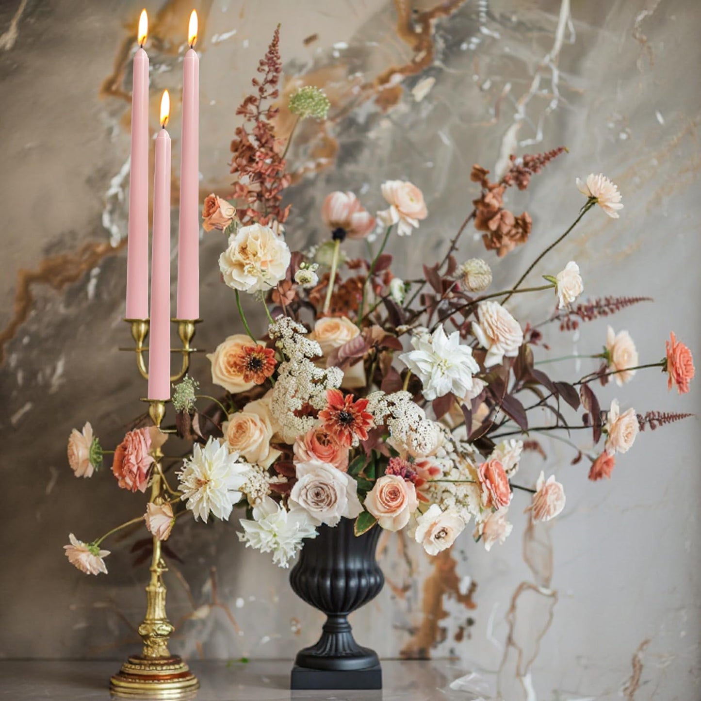 10 Inch Dusty Rose Taper Candles for Home Decoration, 10 Pack Unscented Candlesticks for Dinner Wedding Party, Smokeless and Dripless Candle Sticks