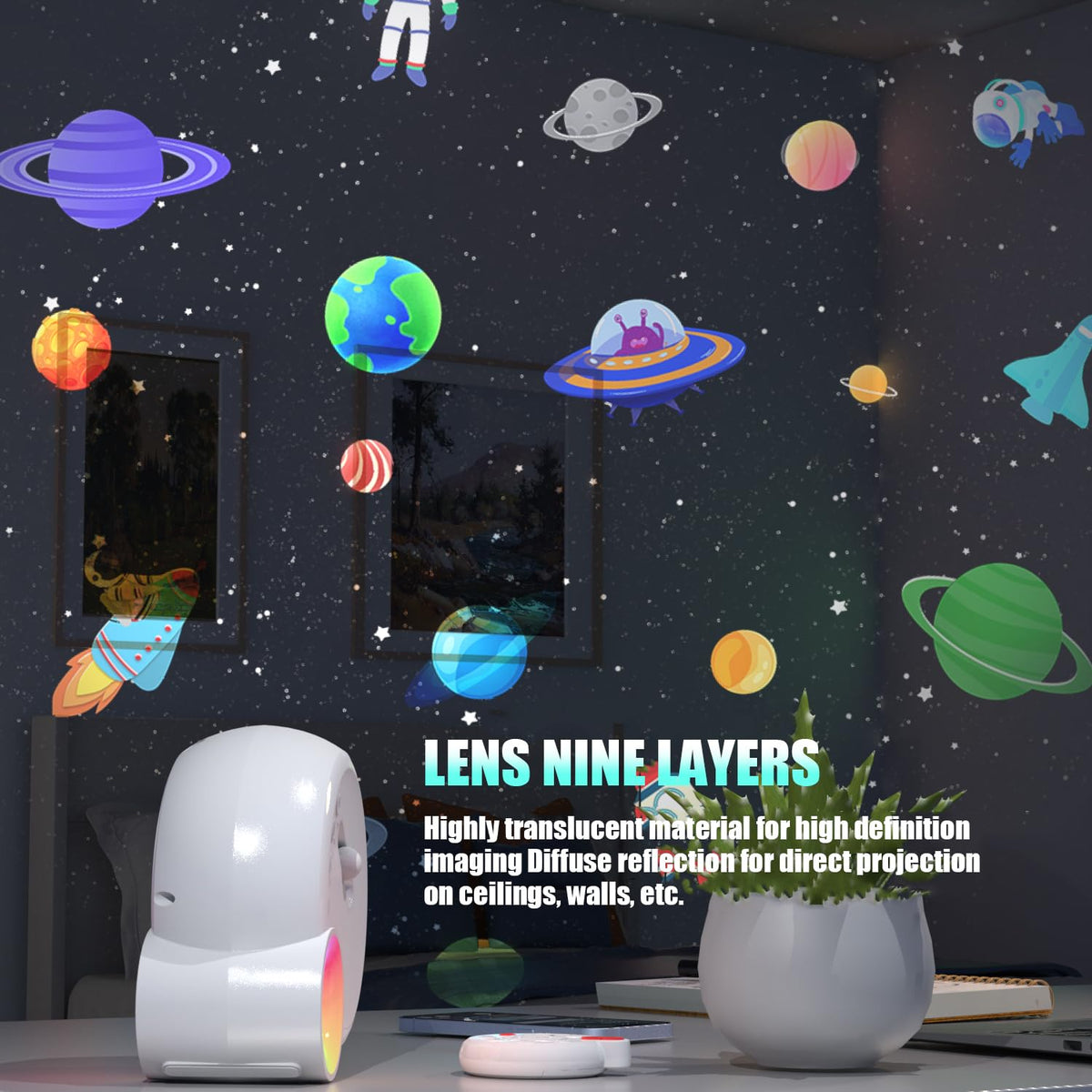 Ziddie Star Projector, Galaxy Light for Bedroom, Home Planetarium with Remote Control, Realistic Starry Night Ceiling Projector - White