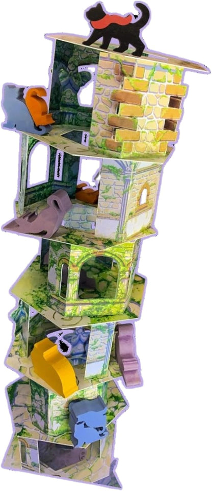 Cat and the Tower by Arcane Wonders | Cooperative Balance Board Game | Ages 6+ | 1-5 Players | 15-30 Minute Family Game with Tower Building