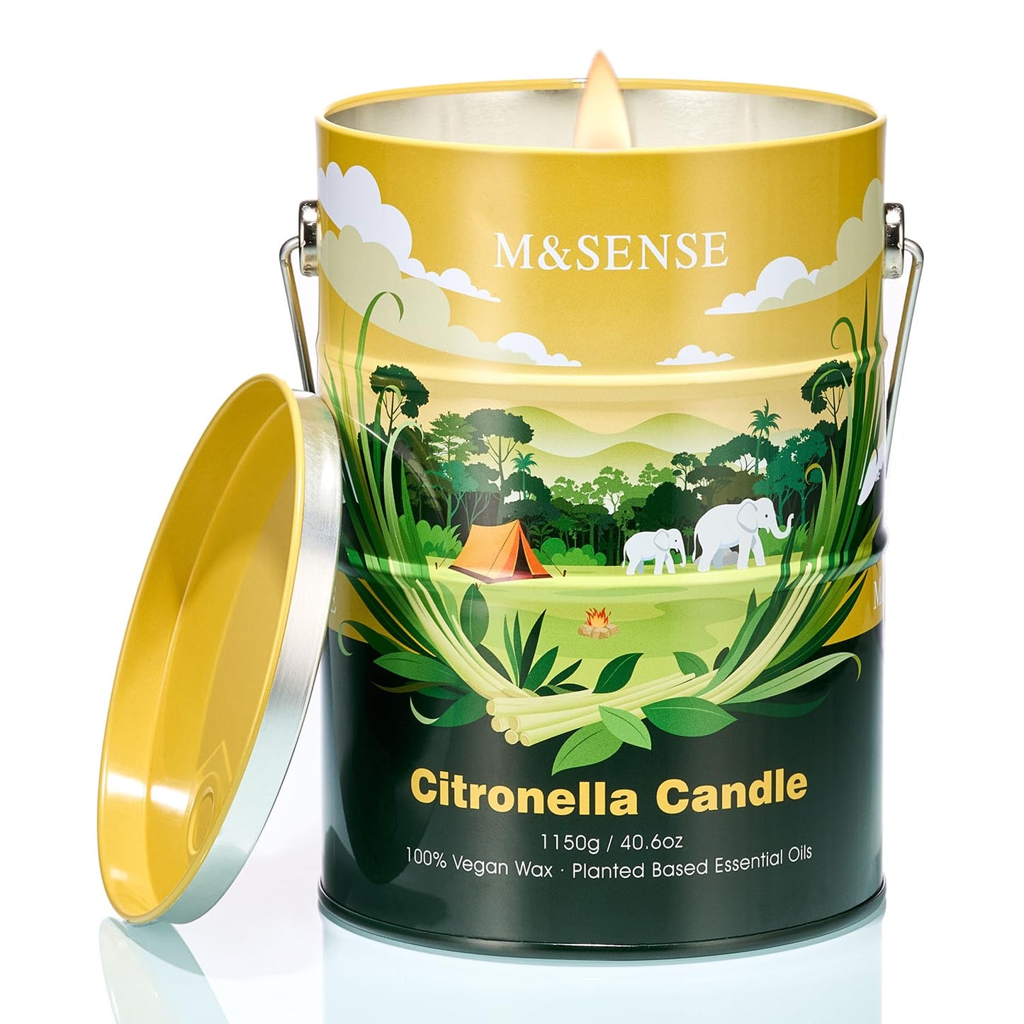 M&SENSE Citronella Candles Outdoor – 220 Hour Burn, 40.6oz Large, Natural Non-Toxic Soy Wax, Outdoor & Indoor Use for Patio, Camping, Home