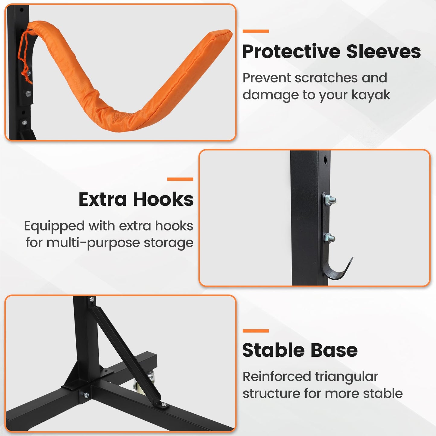 Neorexon Freestanding Kayak Storage Rack, Adjustable Kayak Racks Outdoor with 4 Lockable Wheels, Kayak Stands Heavy Duty Storage for Kayaks, Canoes, SUP and Surfboards - 2 Kayaks