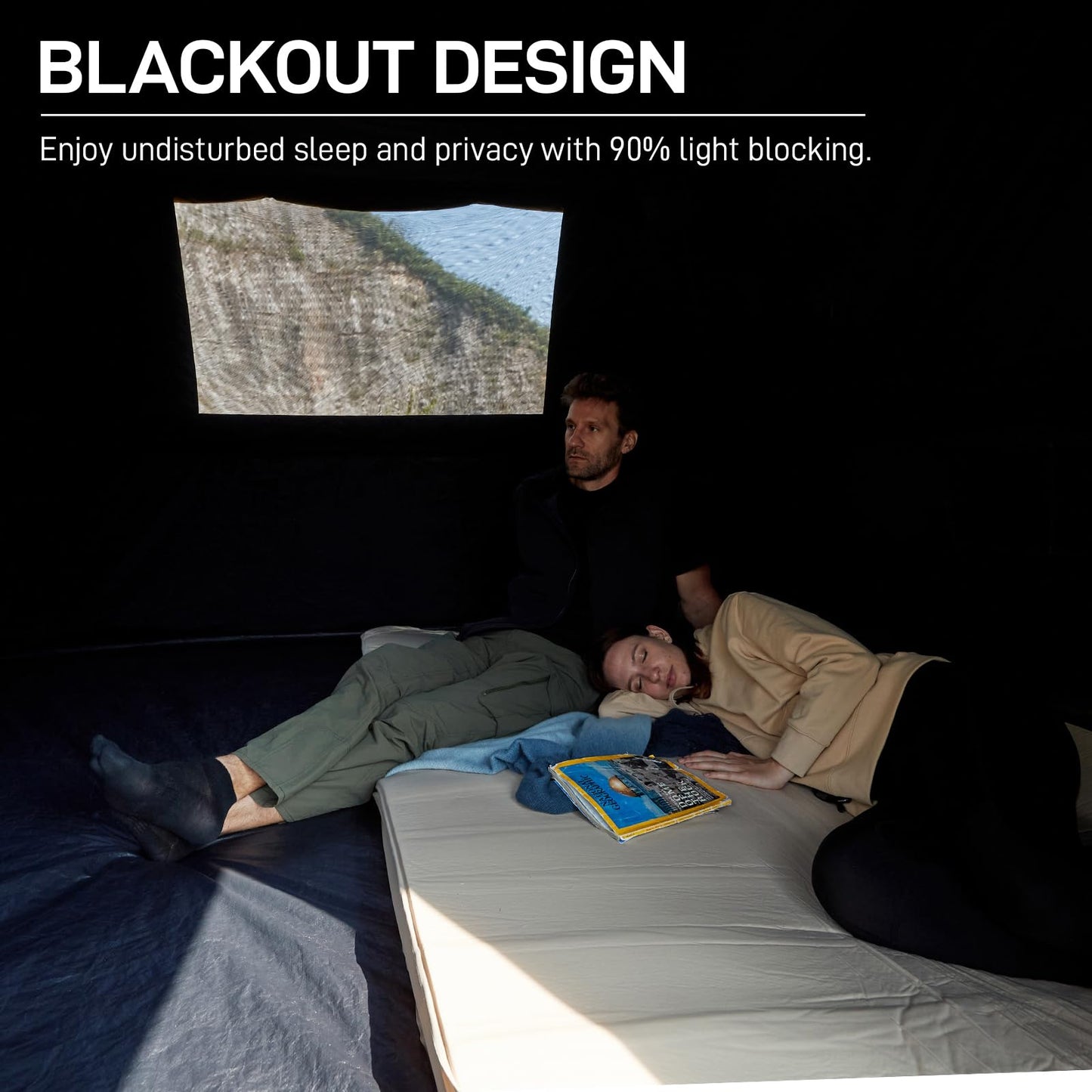 EVER ADVANCED Blackout 6 Person Camping Tent, Instant Cabin Tent for Family with Vestibule and Large Mesh Windows, 60s Easy Setup, Double Layer, Water-Resistant, Orange&Black
