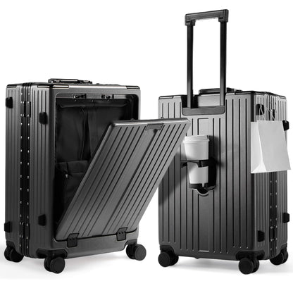UrbanExplorer 20 Inch Carry On Luggage TSA Approved, Aluminum Frame Zipperless Luggage Carry On with Compartment for Short Trips, ABS+PC Hard Shell Suitcases with Spinner Wheels, Gray