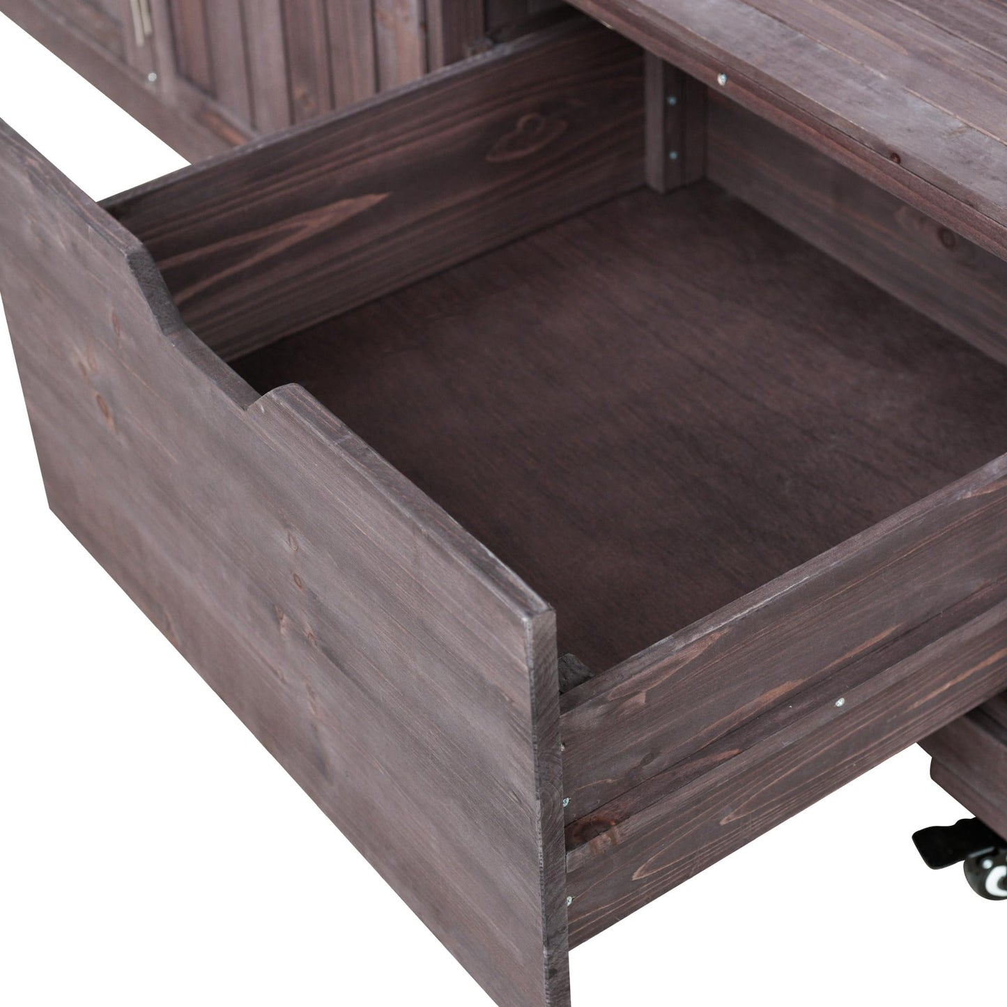 Merax 80.5" Outdoor Kitchen Island for Big Green Egg& Blackstone Griddle,Solid Wood Grill Cart Table with Stainless Steel Top,Drawer for Large Big Green Egg and 21"/28" Blackstone Griddle,Dark Brown