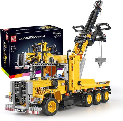 Mould King 17011 Heavy-Duty Tow Truck Building Toy Set Technology MOC Road Trailers Building Gift Toys for Kids Age 14+ (1250 Pieces)