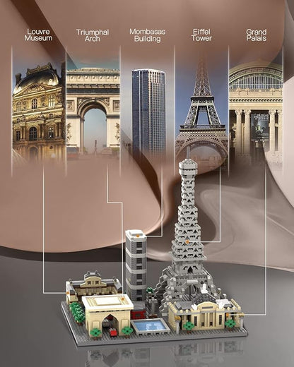 dOvOb Architecture Paris Skyline Micro Mini Blocks Building Set 2324 Pieces Bricks3D Puzzle Collection Model Kit Office Home Decor as Gift for Adults or Kids