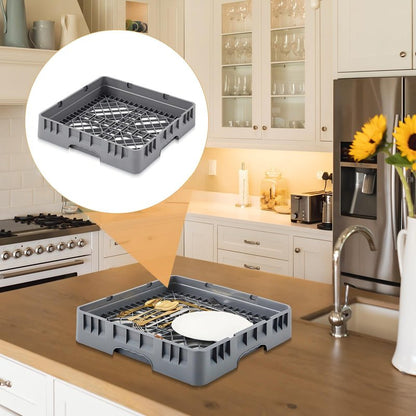 Aurelema 1 Pack Commercial Dishwasher Tray Rack, Commercial Dish Drying Rack, Polypropylene Full Size Flatware Tray for Hotel Canteen Kitchen Restaurant Tableware Plate and Bowl (Basic,Gray)