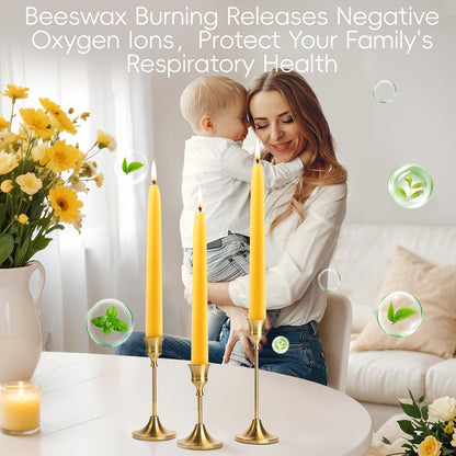 18PCS Beeswax Taper Candles,9" Handmade Natural Candles Sticks,10 Hours Long Lasting Burning,Nontoxic,Dripless and Smokeless Bees Wax Candles for Home