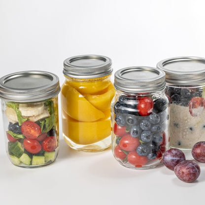 Lonriva 12 Pcs 16oz Wide Mouth Mason Jars, Glass Jars with Silver Metal Lids and Rings, Canning Jars for Overnight Oats, Food Storage, Dry Food, Snacks, Candies and More