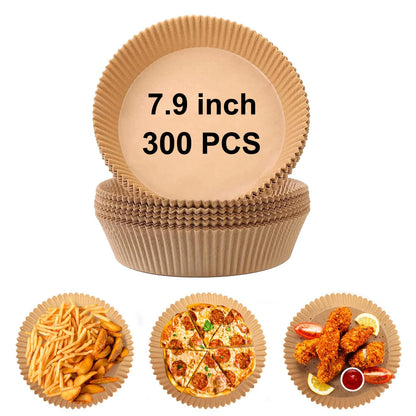 Yenmoz 300 PCS 7.9 Inch Round Air Fryer Baking Paper Liners, Non-Stick Parchment Paper Liners for 5-8QT Airfryer Microwave Oven Frying Pan