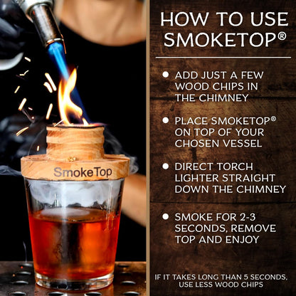 SmokeTop® 5 Pack Cocktail Smoker Kit - Premium Drink Smoker for Whiskey, Bourbon, Cocktails - Professional Bar Tool for Bartenders & Home Bars, includes 5x2oz Wood Chip Sample - by Middleton Mixology