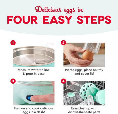 Dash Deluxe Egg Cooker | 12-Egg Capacity Boiler, Poacher & Steamer - BPA Free, Aqua Color