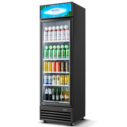 BODEGACOOLER Commercial Beverage Refrigerator, 12.5 Cu. Ft Black Commercial Merchandiser Refrigerator, LED Light/Adjustable Shelves,Upright Large Display Refrigerator For kitchen/Office/Home/Garage.