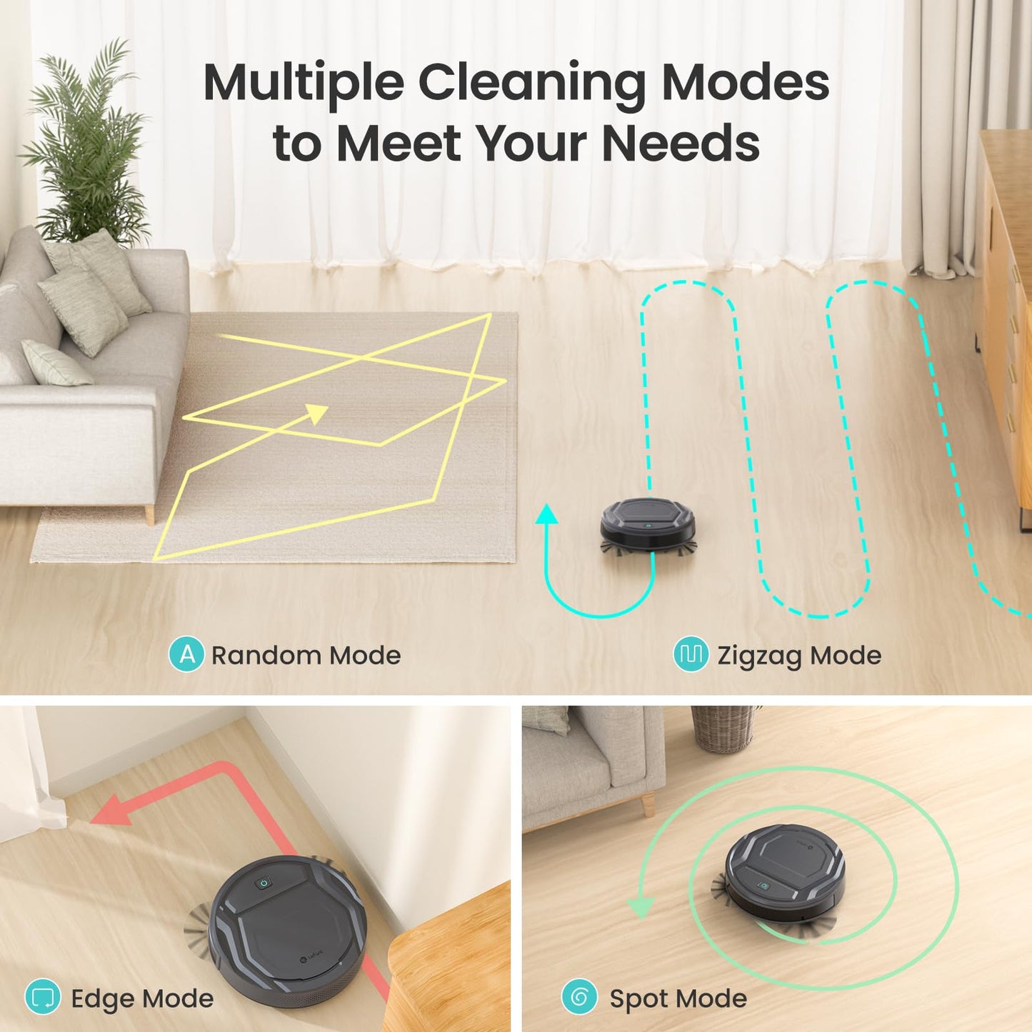 Lefant Robot Vacuum Cleaner M210 Pro,Slim,Quiet,2200Pa Suction,120 Min Self-Charging Robotic Vacuums, Freemove 3.0,WiFi/APP/Alexa,6 Cleaning Modes Ideal for Hard Floors Pet Hair Low Carpet,Gray
