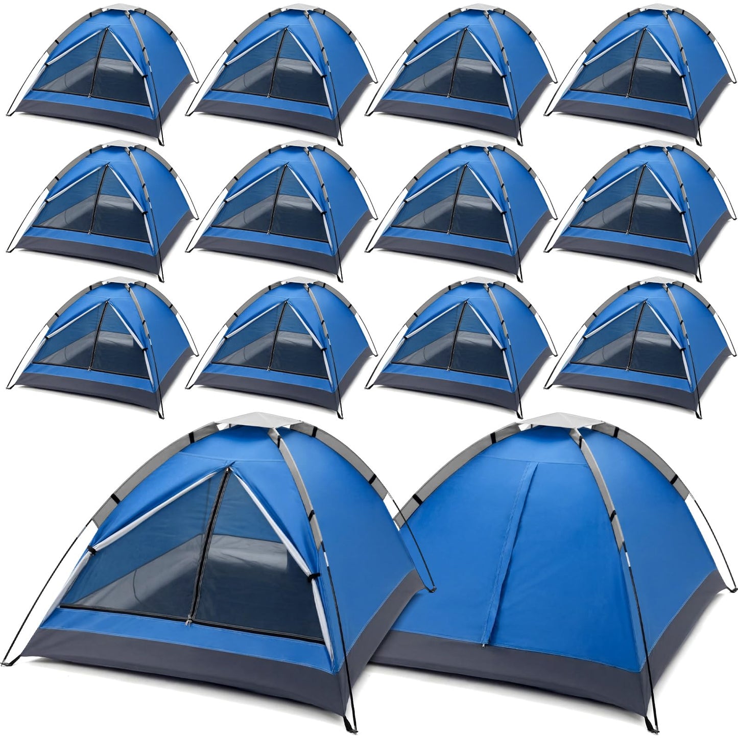 Woanger 12 Pack Bulk 2 Person Camping Tents for Homeless Lightweight Outdoor Tent with Rain Fly and Carrying Bag Waterproof Windproof Setup for Homeless Camping Backpacking(Blue)