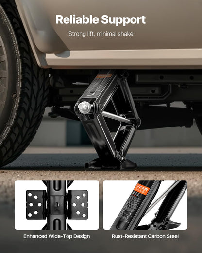 VEVOR 6500 lbs RV Scissor Jacks, 4-23.4 in RV Stabilizer Leveling Scissor Jacks, Set of 4, Heavy Duty Stabilizer Jack with Crank Handle, Socket and Bubble Levels, Not Easily Bent or Deformed