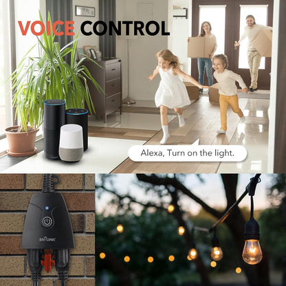 BN-LINK Smart Dimmer Plug, WiFi Outdoor Dimmer for String Lights, LED, Filament, Halogen lamp, APP Remote Control and Google Assistant, Alexa Outdoor Smart Plug, Requires 2.4 GHz Wi-Fi, Waterproof
